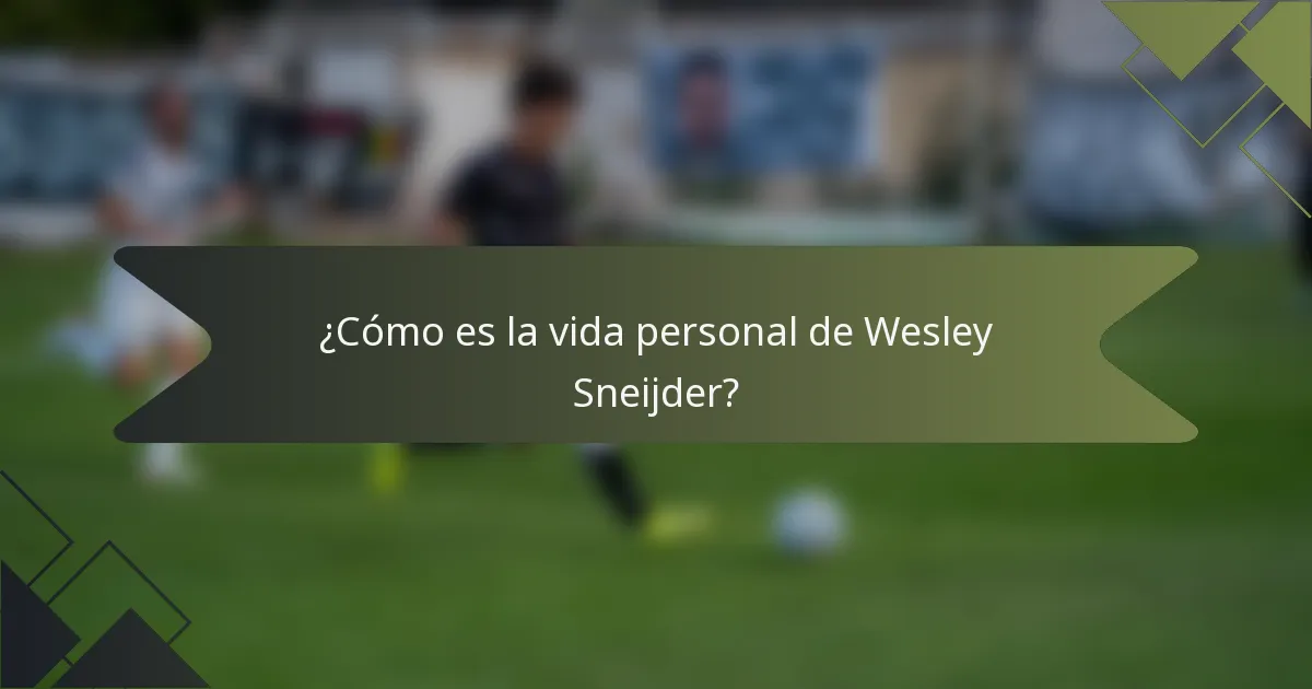 ¿Cómo es la vida personal de Wesley Sneijder?