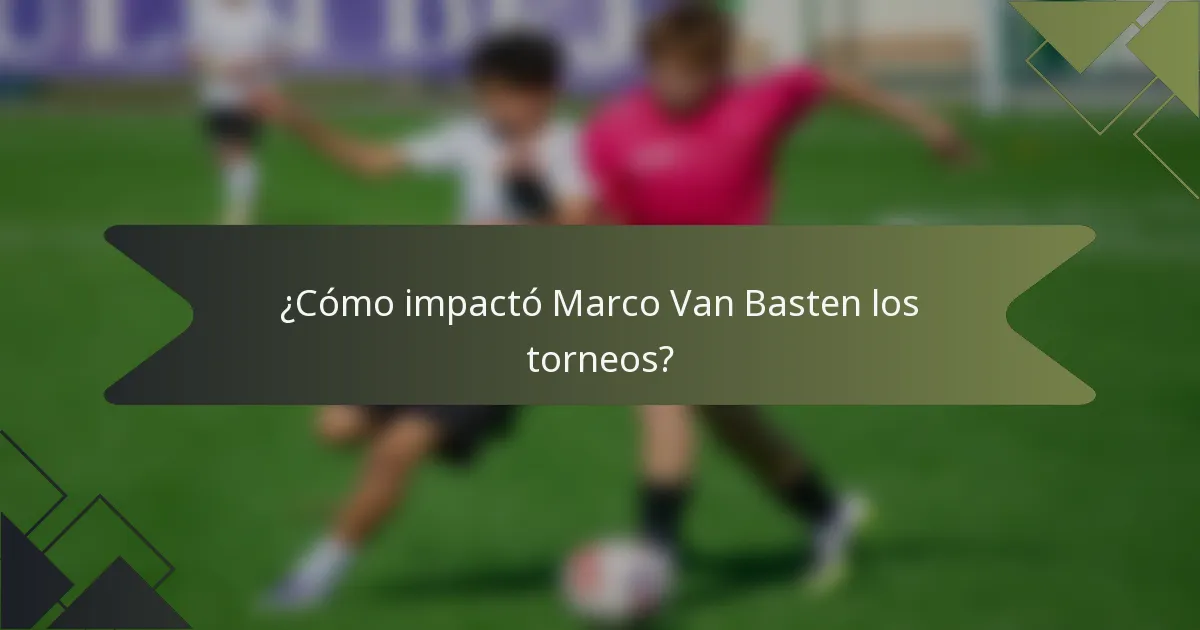 ¿Cómo impactó Marco Van Basten los torneos?