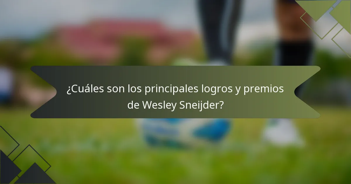 ¿Cuáles son los principales logros y premios de Wesley Sneijder?